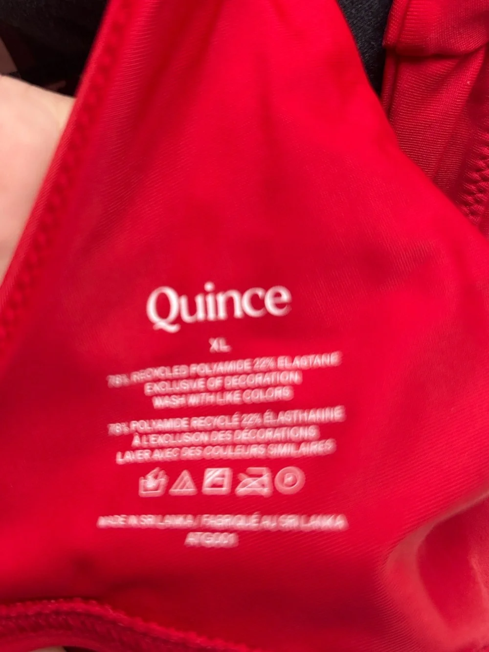 NWT Quince Italian Plunge Bikini Top in Cherry